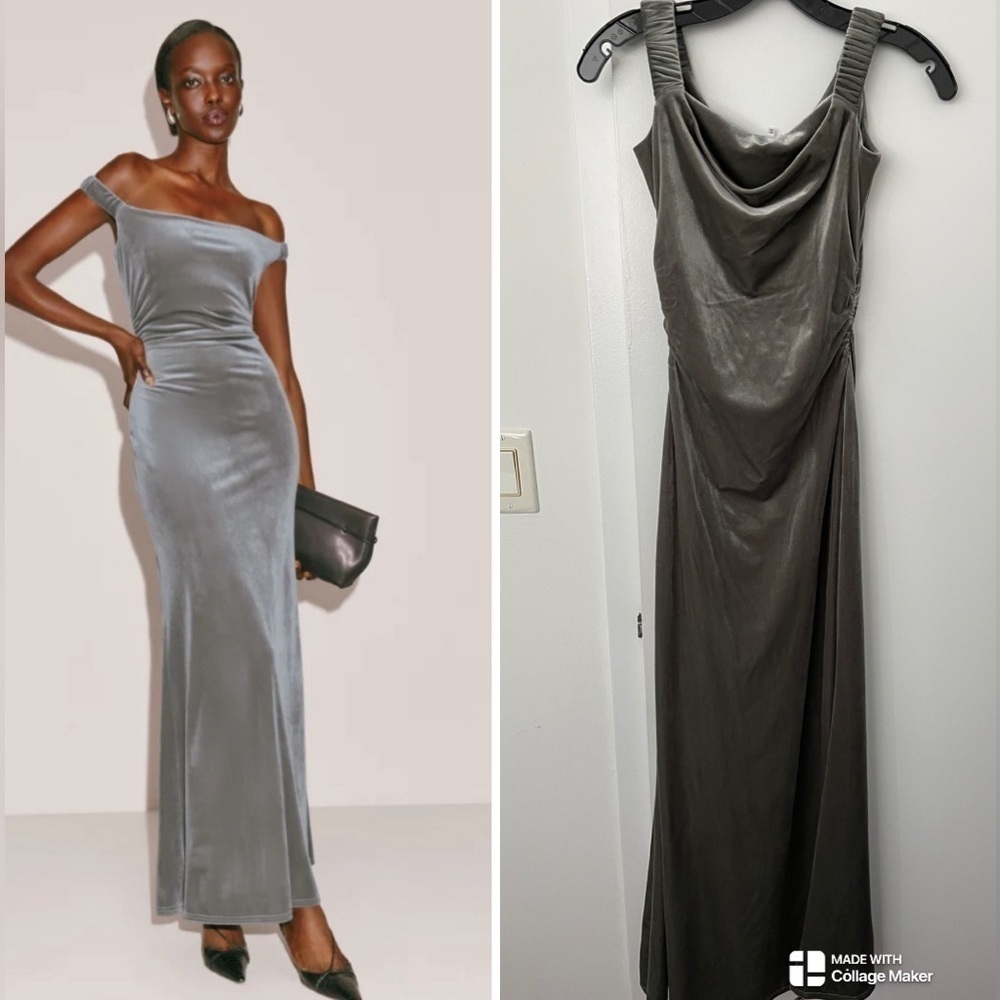 Reformation Ritz Knit Dress in grey velvet XS NWT